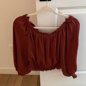 She + Sky Rust Off-Shoulder Blouse